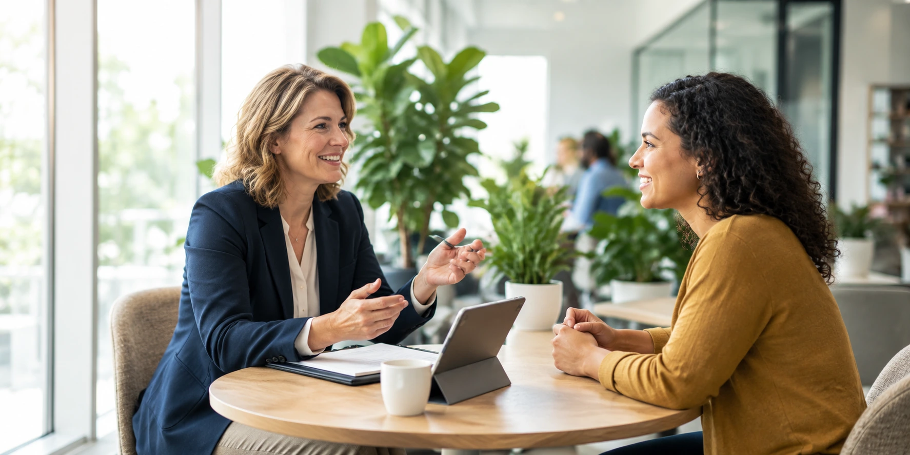 Adviser discussing business insurance documents