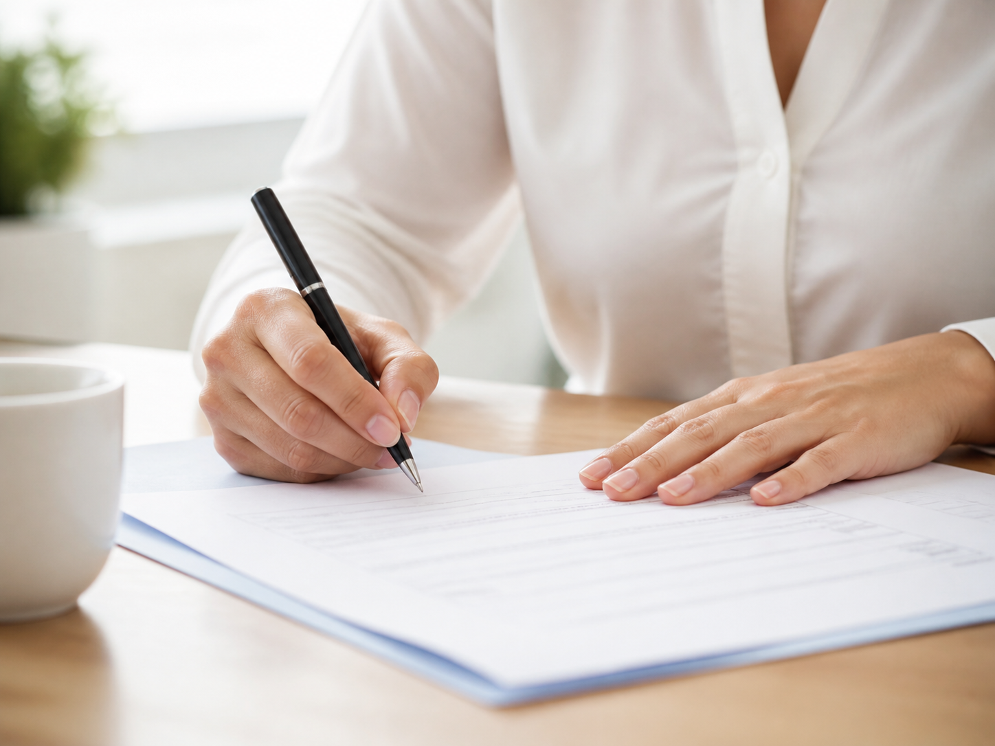 A customer completing a complaints form