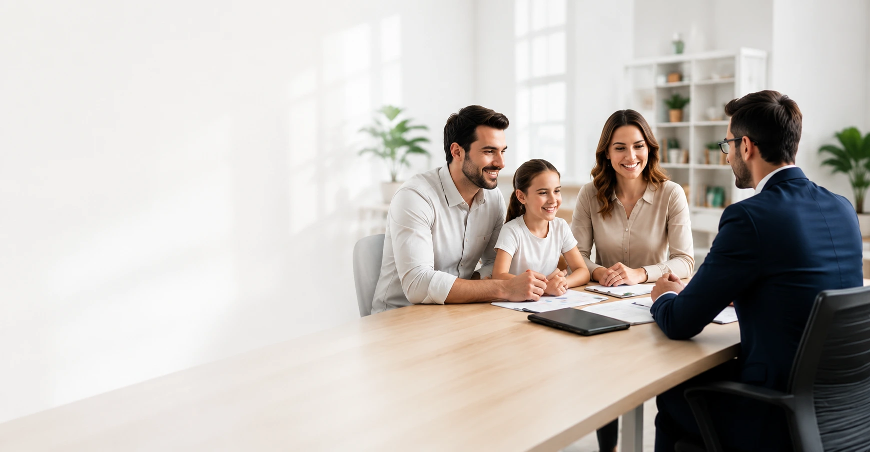 Family receiving personal insurance advice